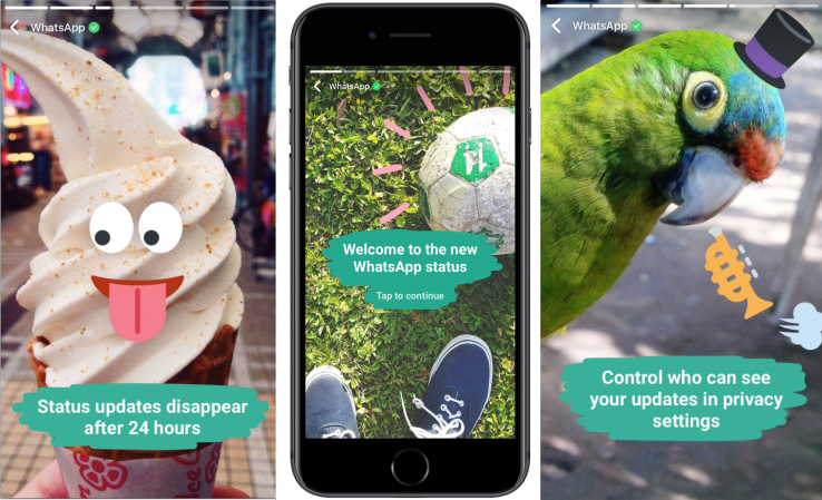 WhatsApp推新功能動態Status。資料圖片