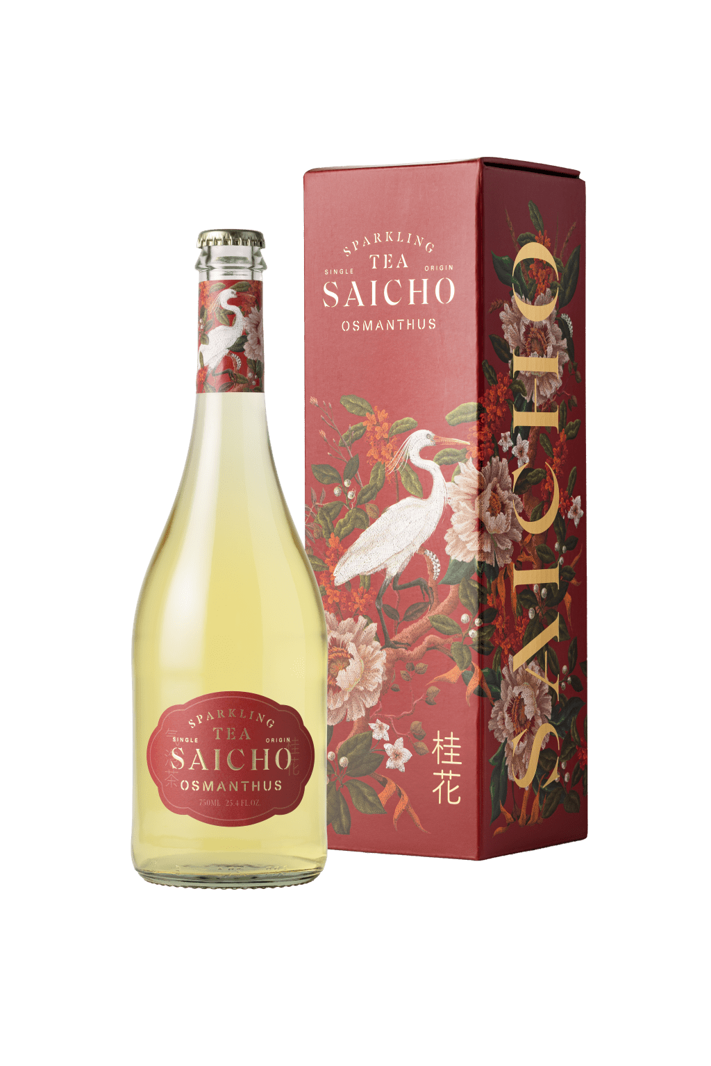 Saicho 桂花氣泡茶（$250/750毫升禮盒裝，$1,200/成箱24瓶迷你裝）：其所蘊含的中國文化意象——摯愛、忠貞與豐收的希冀，與節慶氛圍相得益彰。這款限定佳品自然成為歡慶時刻與臻選贈禮的絕妙之選。