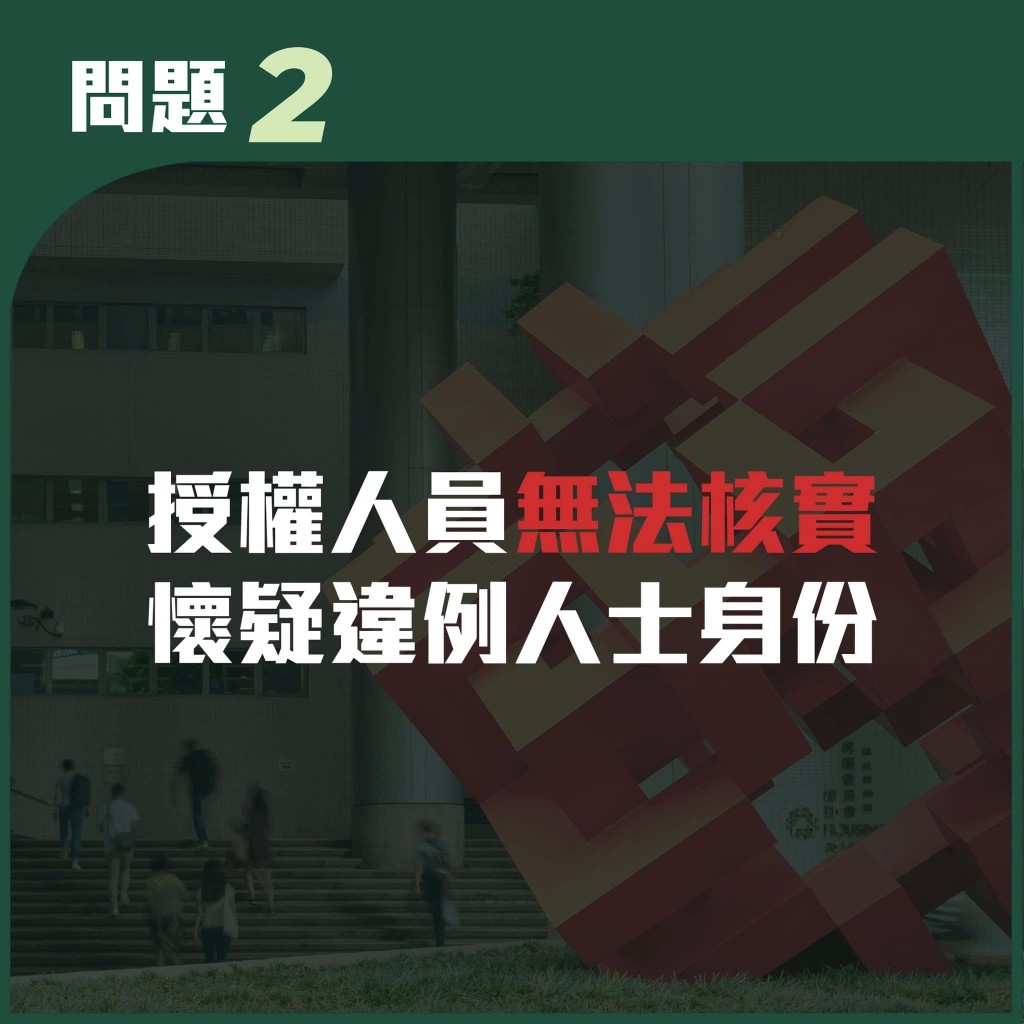 目前房署人員無法核實懷疑違例者身分。