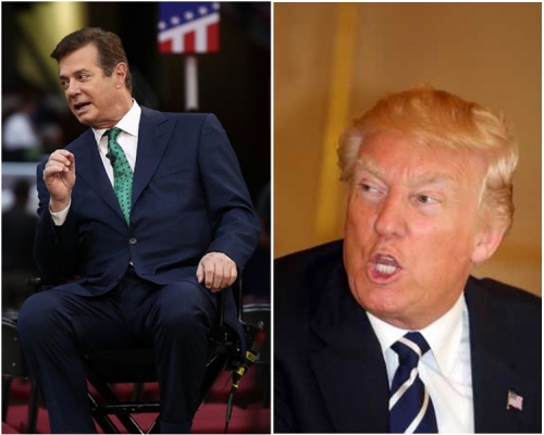 特朗普(右)競選經理馬納福德(左)。