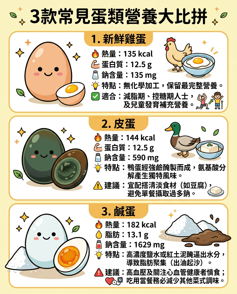 3款蛋類營養大比拼 3款蛋類營養大比拼