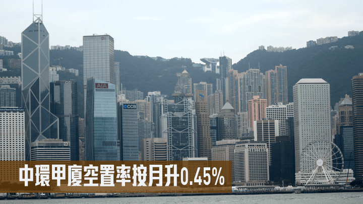中環甲廈空置率按月升0.45%。