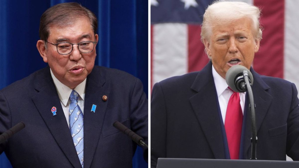 路透社指,日本首相石破茂周一晚上將與特朗普通話。美聯社