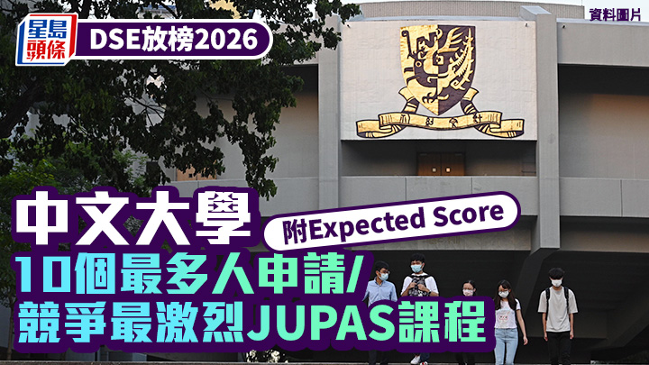 DSE放榜2026︱中文大學CUHK 10個最多人申請/競爭最激烈JUPAS課程 附Expected Score預計收生分數