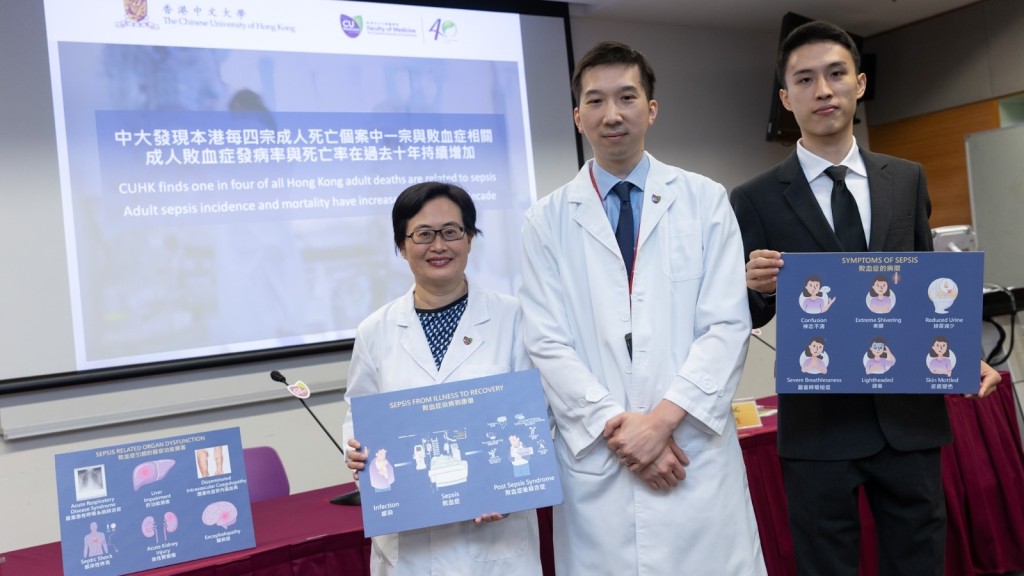 研究團隊包括(左起)中大醫學院麻醉及深切治療學系李煥坤、助理教授凌若崴,以及博士研究生張真赫。中大提供