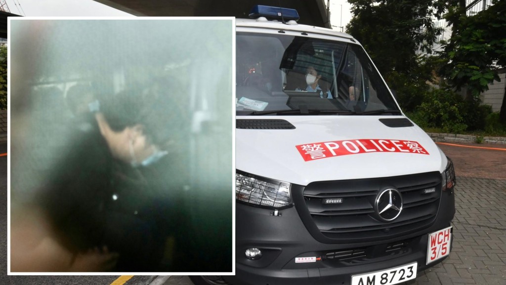 被告陸挺峯由警車押上法庭。