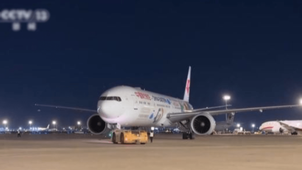 客機於上海浦東機場起飛。央視截圖