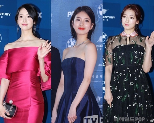 潤娥；秀智；朴信惠，位位女星打扮靚靚示人。