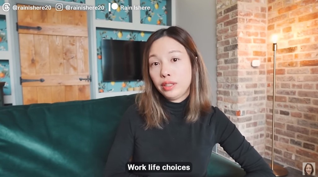 Rain劝勉YouTuber不要太专注于一件事，同时要学会「Work Life Choices」。(YouTube: RainIsHere)