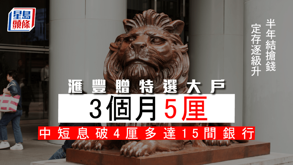 定存攻略|滙豐大戶優待高見3個月5厘 15間銀行中短息破4厘
