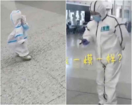 一大一小二人四目對視,場面搞笑。網圖