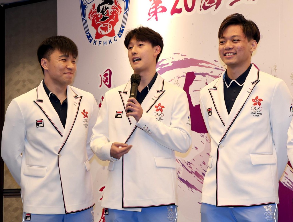 男子团体形铜牌功臣，右起 ：李智刚、邓宇轩及洪皓崴。徐嘉华摄