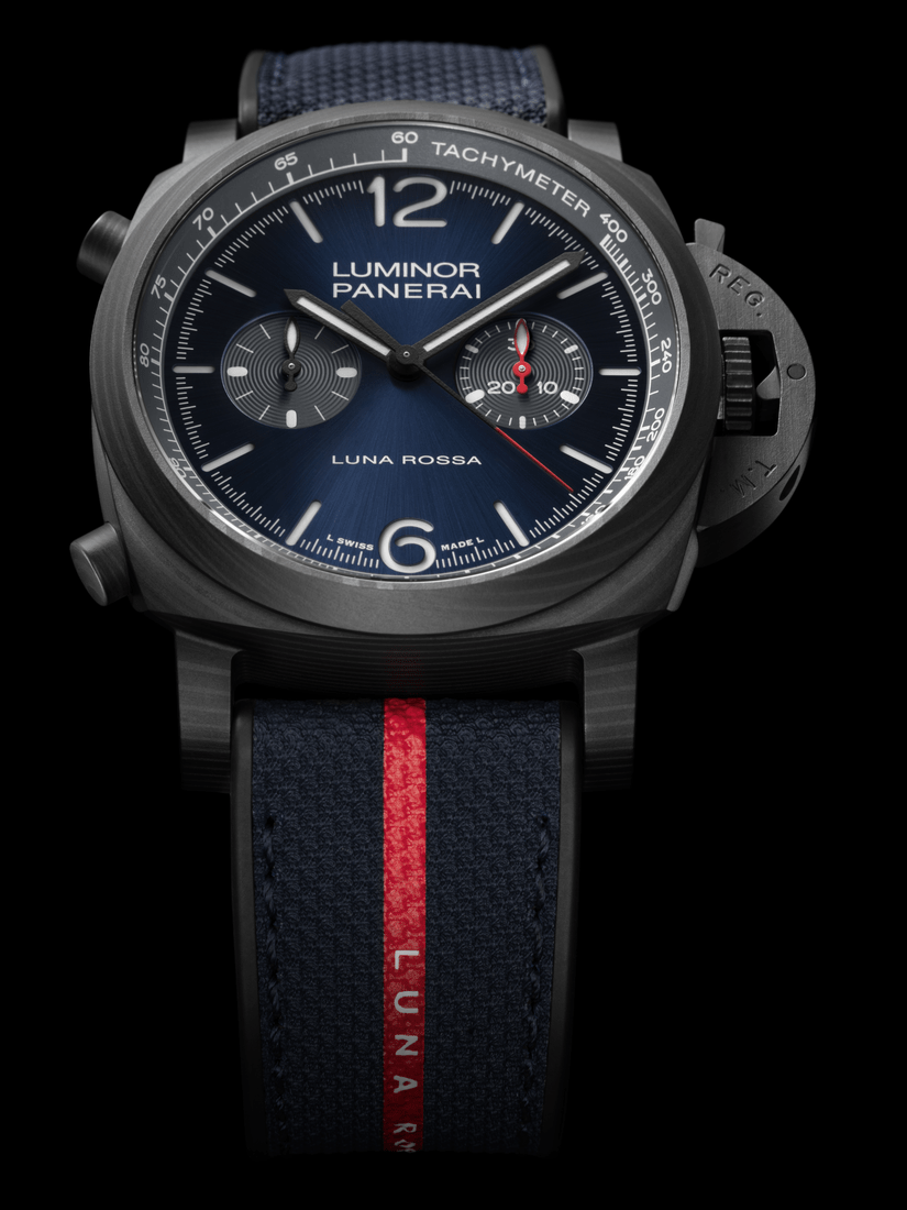 Luminor Chrono Carbotech Luna Rossa PAM01519 表殼：44mm Carbotech 機芯：P.9200自動 限量：37枚 售價：$369,900
