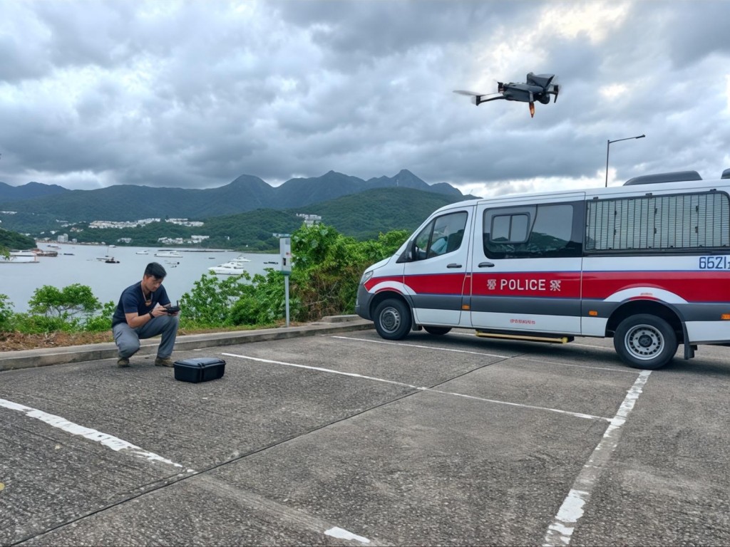 警察無人機隊亦利用高空偵察技術,與地面人員緊密配合。 警察無人機隊亦利用高空偵察技術,與地面人員緊密配合。