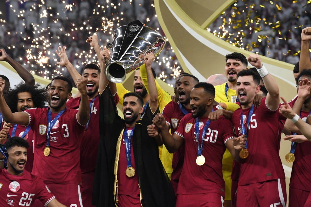  亚洲杯决赛，卡塔尔击败约旦卫冕。 吴家祺摄