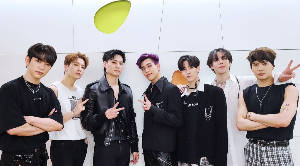 GOT7成員（左起）珍榮、榮宰、JB、BamBam、Mark、有謙和Jackson。