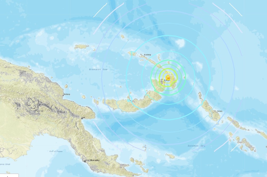 巴布亞新畿內亞發生強烈地震。USGS