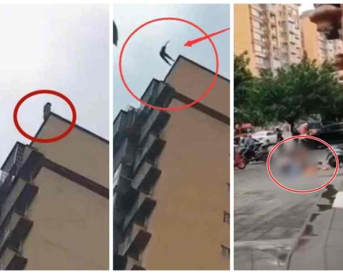 少女從25樓跳下父親心急衝出張臂欲接被砸中雙雙身亡。網圖