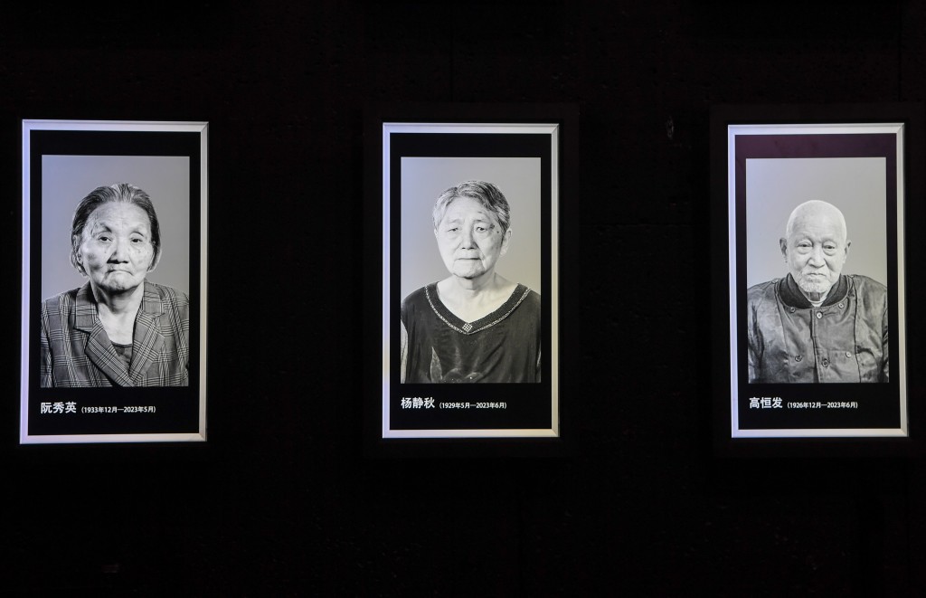 今年離世的南京大屠殺倖存者，左起阮秀英、楊靜秋、高恆發。新華社