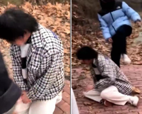 網傳河北女生校外遭欺凌。
