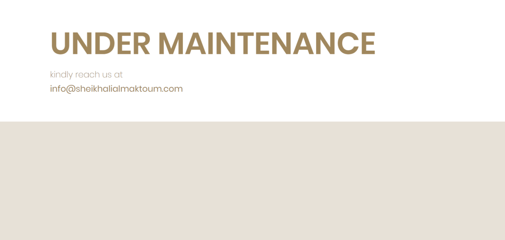 杜拜阿里王子官网网站显示正在维护，无法连接