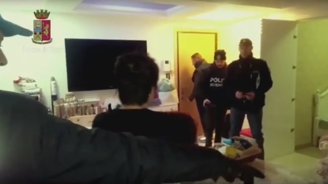 意大利警方搗破華人黑幫。網上圖片