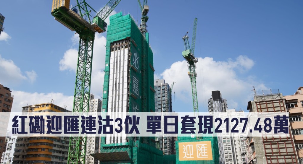 紅磡迎匯連沽3伙,單日套現2127.48萬。
