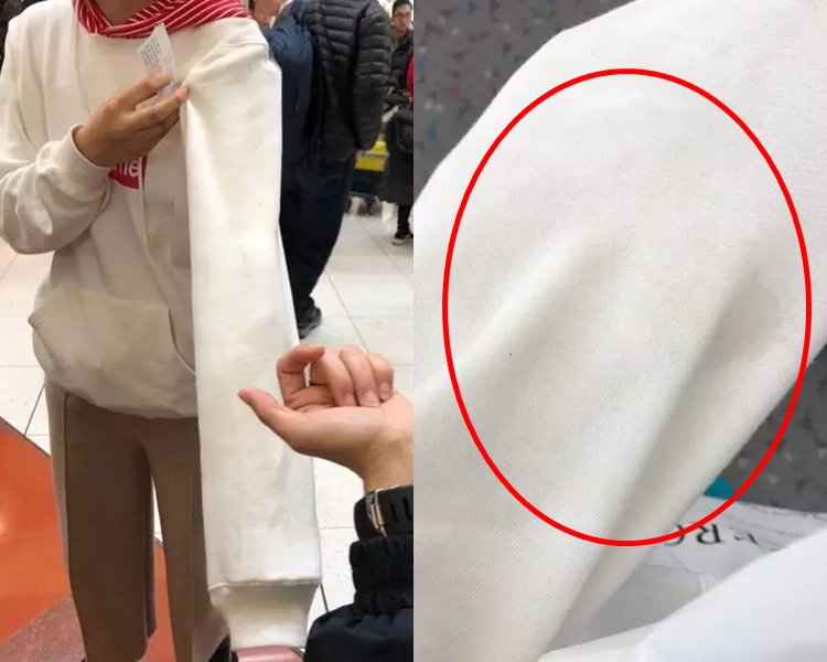 事主的朋友被粥潑到。網上圖片