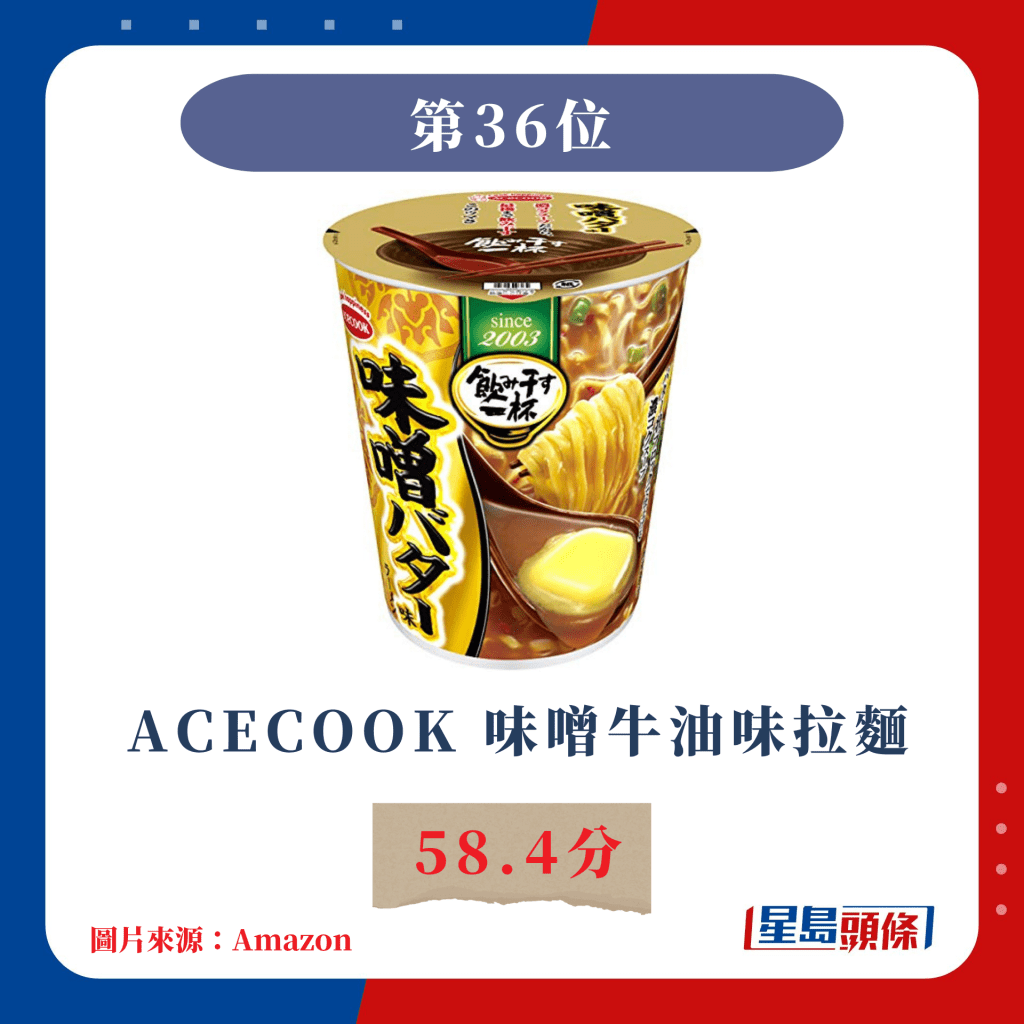 日本杯面票选｜第36位 ACECOOK 味噌牛油味拉面 58.4分