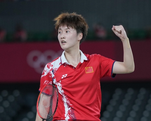 陳雨菲以21：18勝出，奪得今屇奧運女子單人羽毛球冠軍。新華社相片