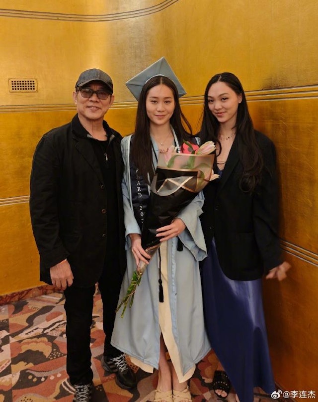 李連杰出席細女Jada大學畢業禮。 李連杰出席細女Jada大學畢業禮。