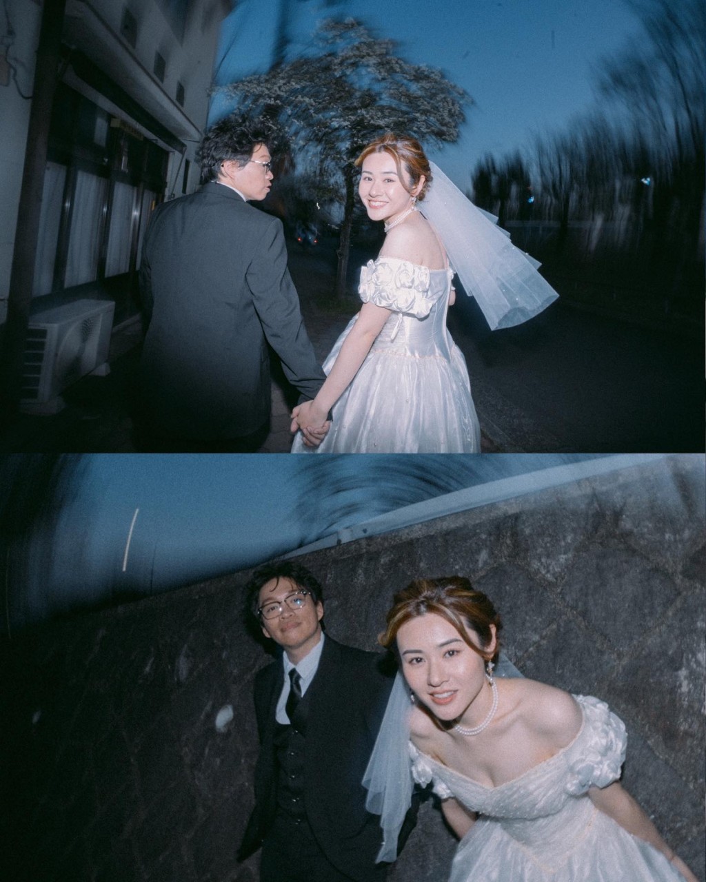 「崔建芒」与「唐诗劲」在外地拍婚照。