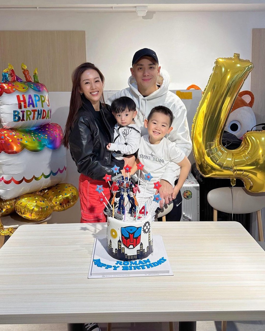 去年12月尾，梁靖琪為大仔Roman開了個4歲生日會。