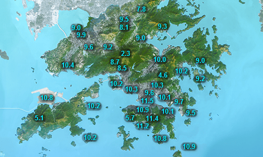 最低氣溫。天文台擷圖