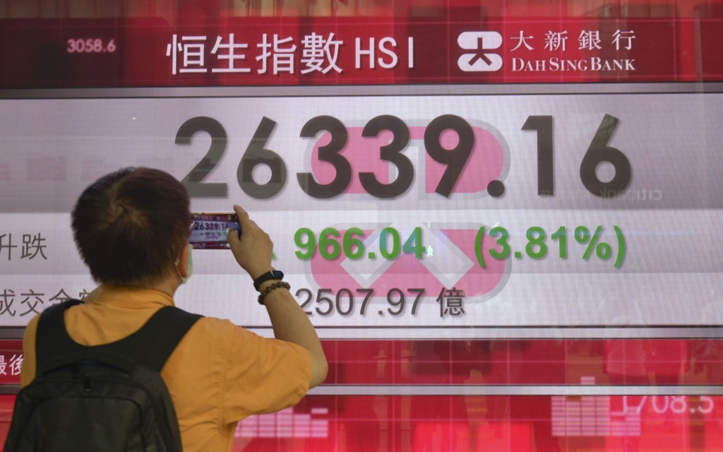 港股收市恒指報26339.16點。 蘇正謙攝