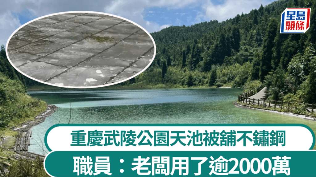 重慶武陵山森林公園打卡點天池，被揭其實由不鏽鋼舖設。極目新聞
