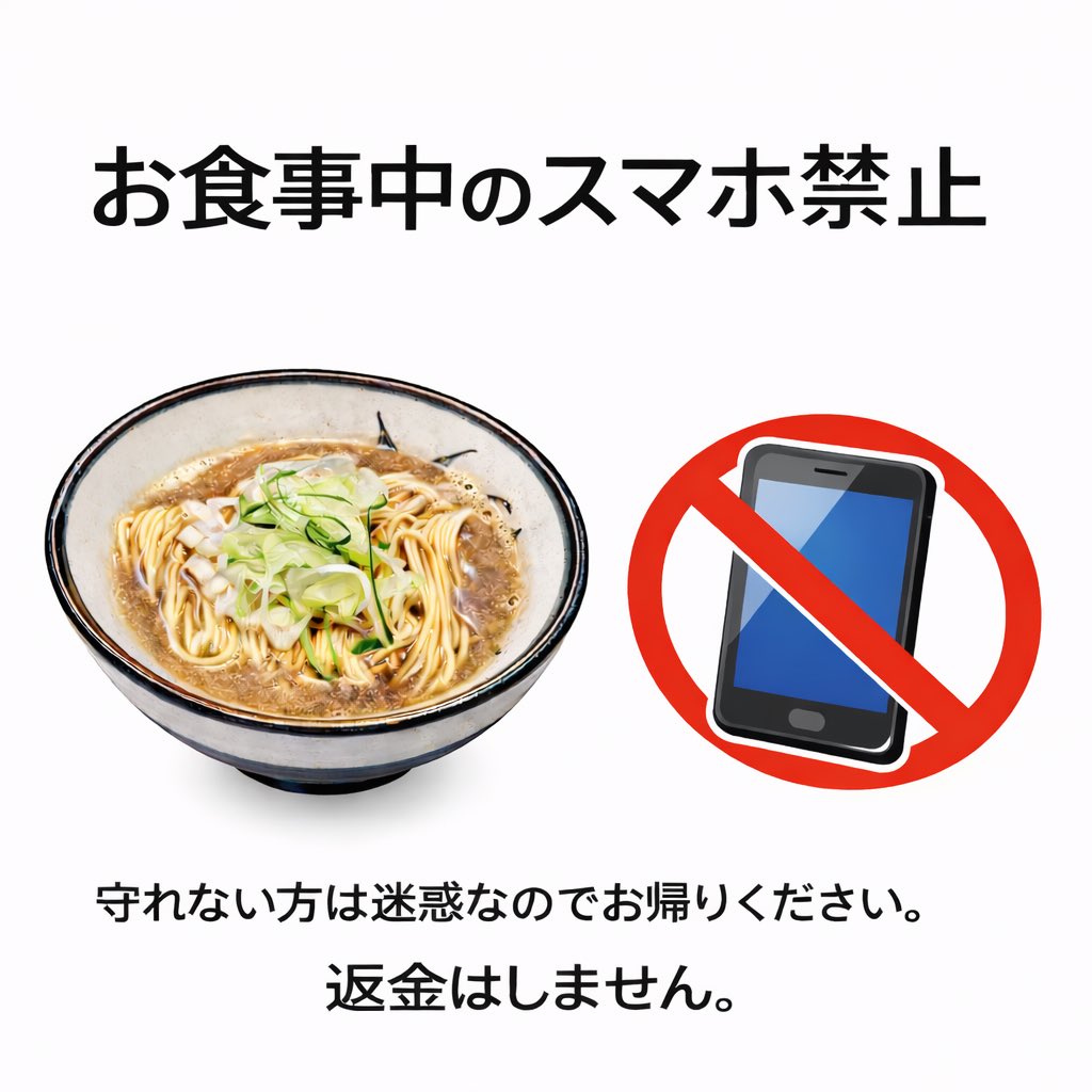 煮干乱舞图文规客人用餐时禁止使用智能手机。X@niboshiranbu