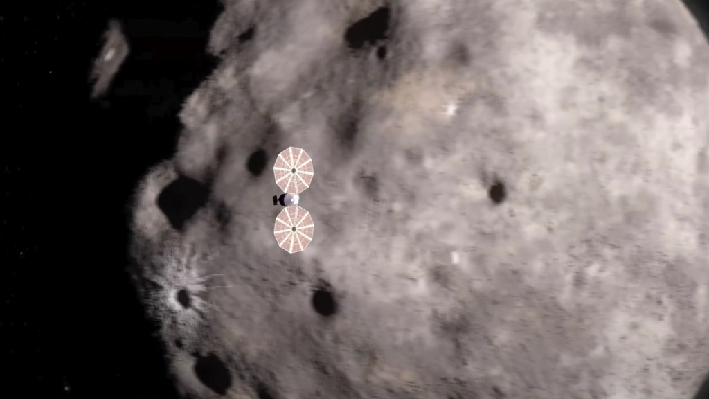 NASA露西号太空船靠近小行星「丁基内什」。 美联社