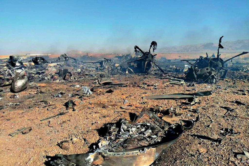 伊朗革命衛隊官網Sepah News發放圖片，宣稱擊落參與營救行動的美軍運輸機。但美方聲稱是美軍自己摧毀無法起飛的運輸機。 