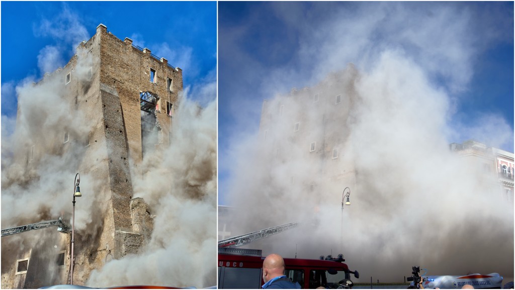 羅馬中世紀「孔蒂塔」部分坍塌。 美聯社