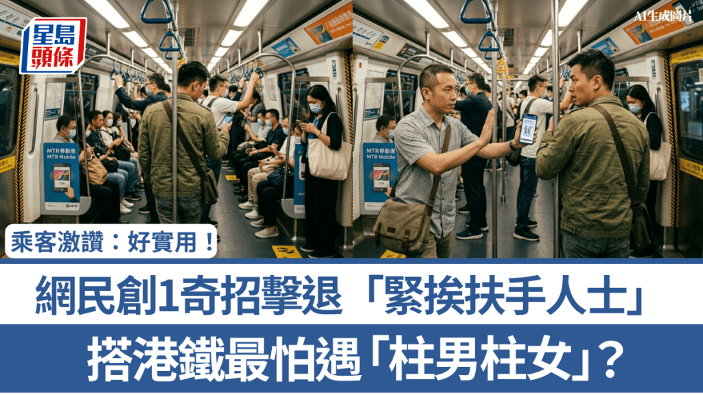 搭港鐵最怕遇「柱男柱女」？ 網民創1奇招擊退「緊挨扶手人士」 乘客激讚：好實用！