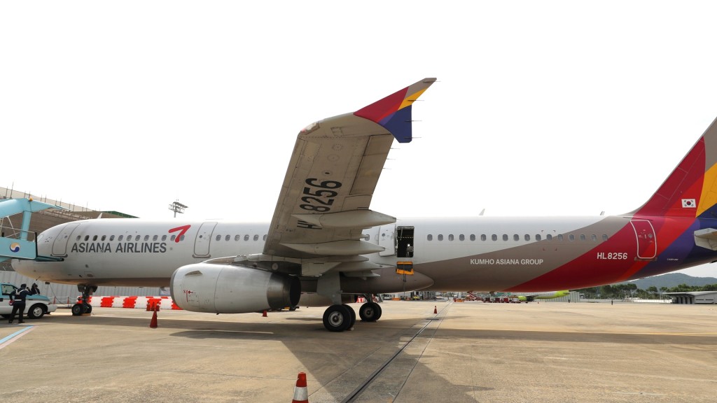 韓亞航空停售空中巴士A321-200機型的緊急出口座位。美聯社