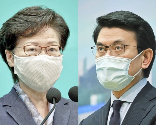 林鄭月娥的民望數字幾乎沒有變化，而邱騰華的支持率淨值則創上任以來新低。資料圖片
