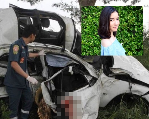 車身嚴重損毀，車門還有血跡。 網上圖片