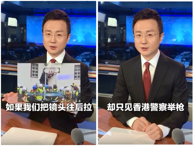 央视主播刚强表示,香港该排毒了。影片截图