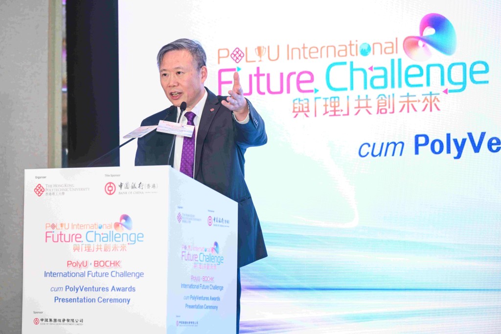 滕锦光教授表示，透过「理大国际未来挑战赛」及内地技术创新研究院等项目，理大希望为香港的国际创新科技中心建设和国家以至全球的科技进步作出更大的贡献。 理大提供
