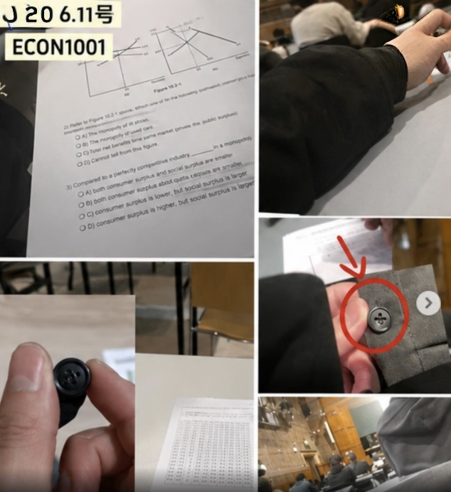 本次作案「神器」,鈕扣CAM和隱形耳機。Foreign Fillagadu@instagram 本次作案「神器」,鈕扣CAM和隱形耳機。Foreign Fillagadu@instagram