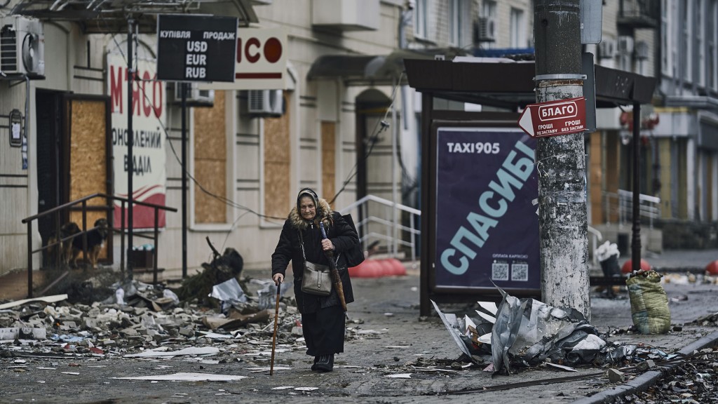 烏克蘭戰爭持續至今接近10個月，市面一片頹垣敗瓦。 AP