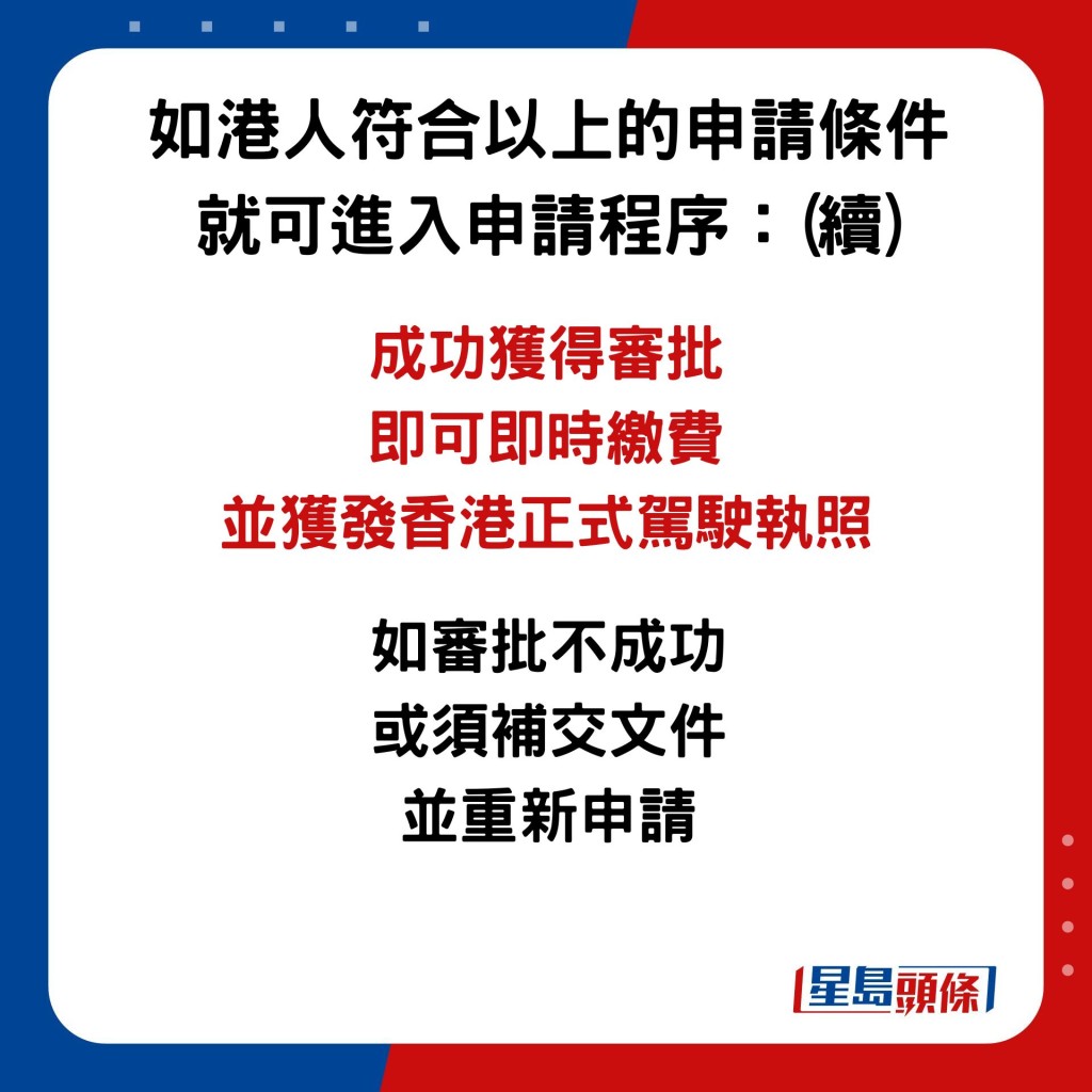 如港人符合以上的申請條件 就可進入申請程序