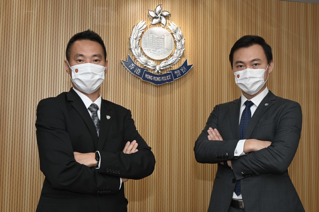張兆樂（左）及黃俊康（右）均表示，警方將在世界盃舉行期間加強打擊非法賭波活動。蔡建新攝